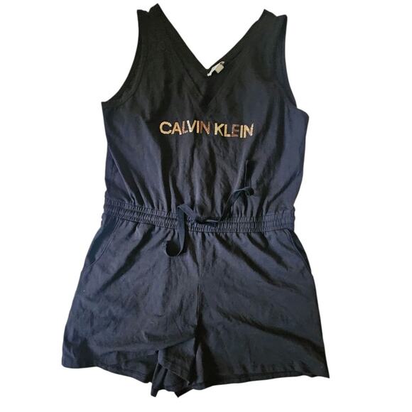 Calvin Klein Women Black  Sequin romper Size XL - Picture 1 of 7